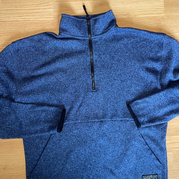 PINK Victoria’s Secret Blue and Black Quarter Zip Pullover Size Small - Picture 4 of 6